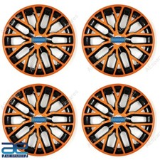 4 Pcs New Wheel Hub Caps Cover Plastic Orange Black 12-16 For Car Universal