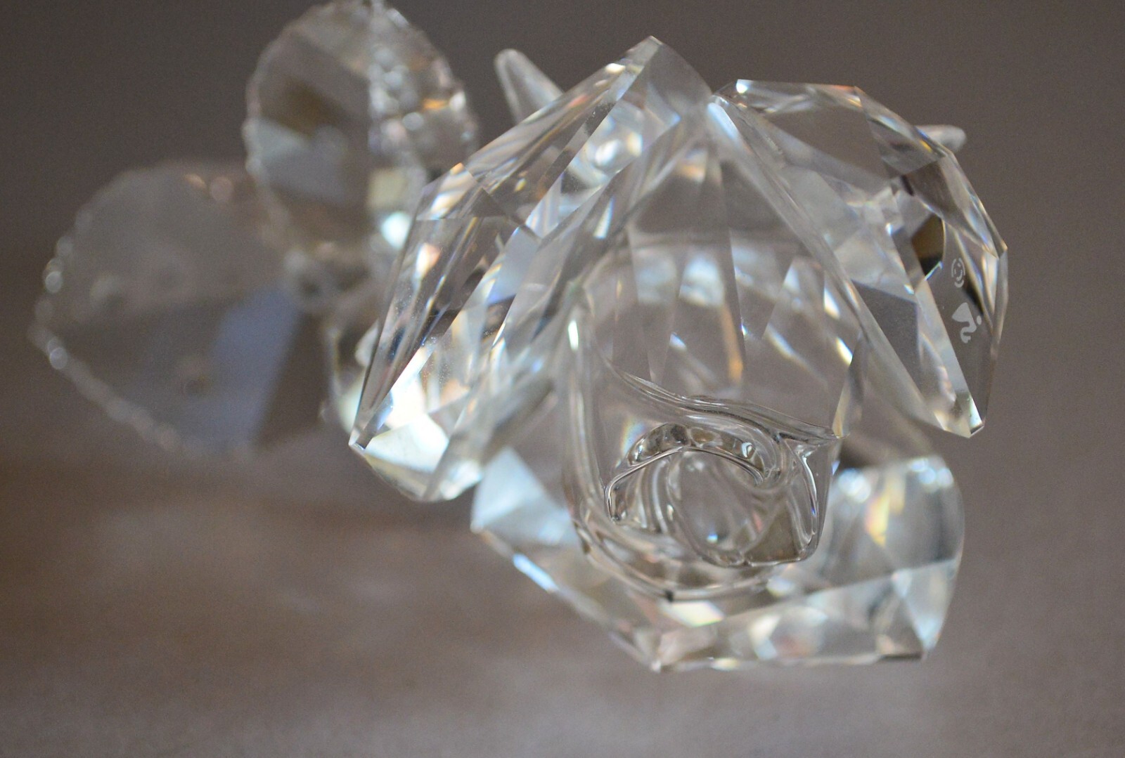 Swarovski Clear Crystal Rose Ornament Good condition no chips Cracks or