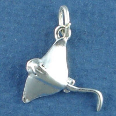 Sterling Silver Stingray Manta Ray Sea Life Sting Ray 3D Charm Pendant 925 USA