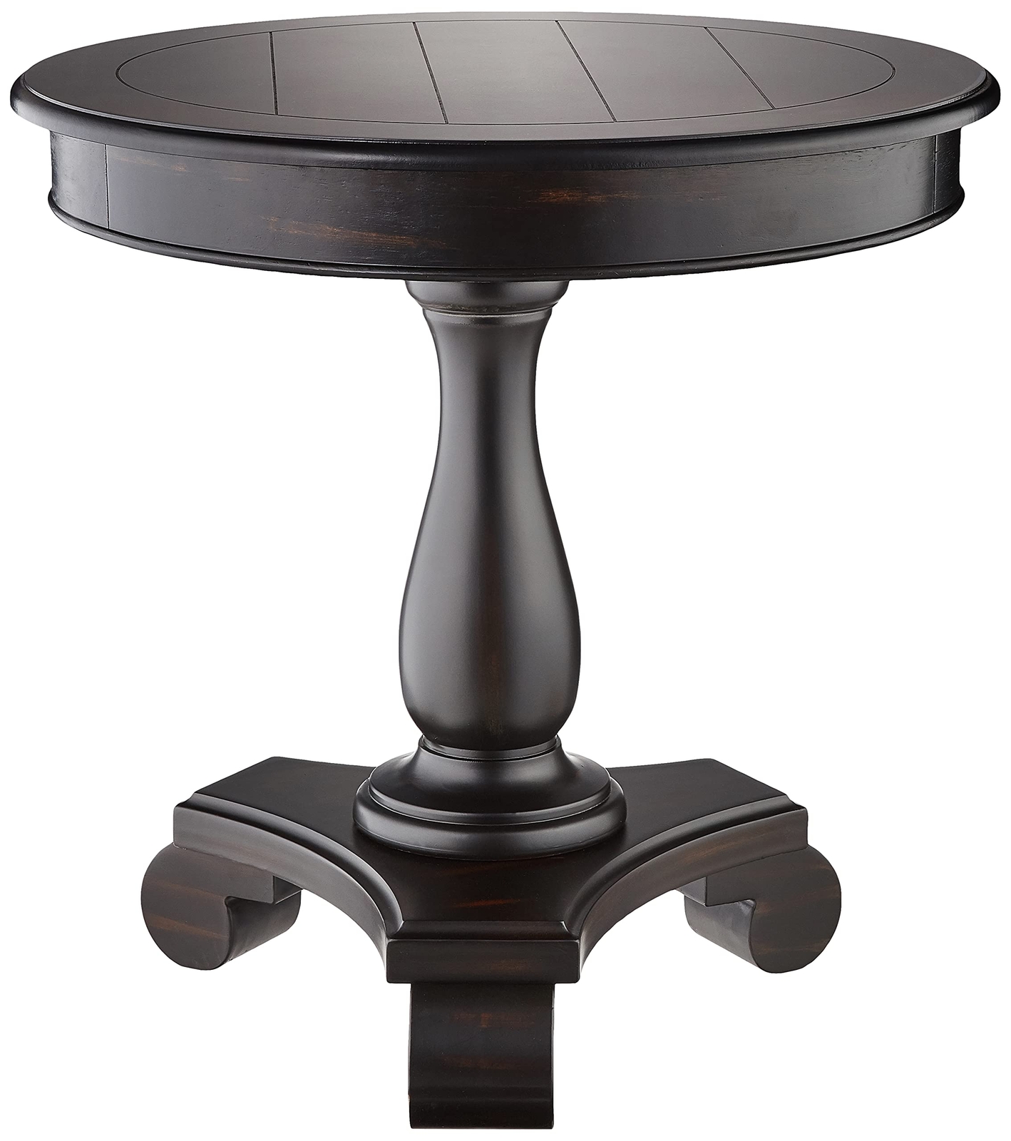 Black Rene Round Wood Pedestal Side Table  