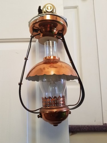 antique vintage copper hanging hurricane lamp light copper lamp