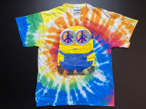 Minions Tie Dye Mens T Shirt Size L Unisex Hippie Psychedelic Peace - Picture 1 of 7