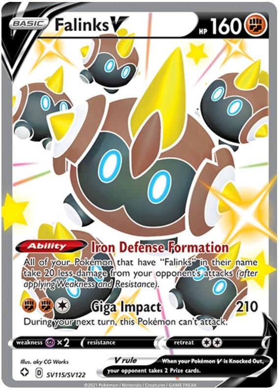 Pokemon Falinks V - SV115/SV122 - Shiny Holo Rare NM-Mint Shining Fates Pokemon Falinks V - SV115/SV122 - Shiny Holo Rare NM-Mint Shining Fates
