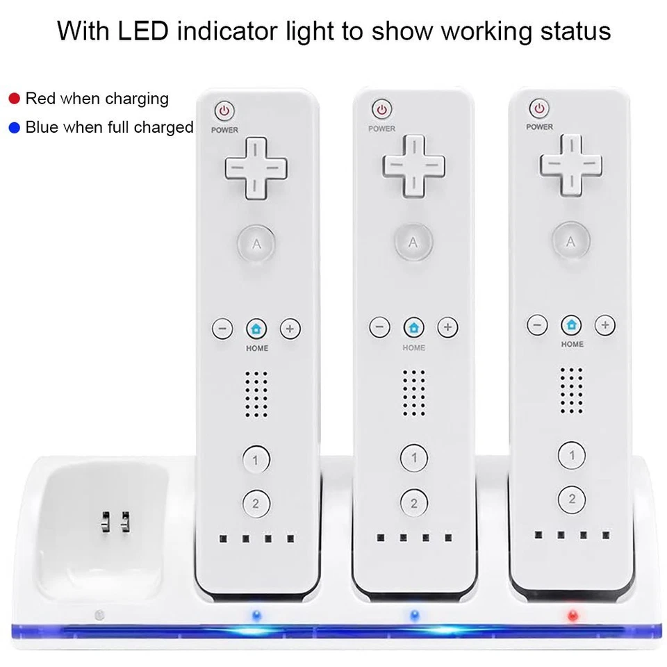 Für Wii Controller Ladestation Aufladestation mit 4x 2800mAh Akkus Ladegerät DHL - Bild 3 von 4