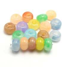 50 Mixed Color Acrylic Rondelle Spacer Beads 14mm Big Hole 5mm Imitation Jade