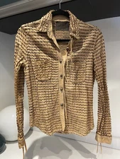 $525 Da Rold Le Cuir Perdu Leather Jacket Shirt Sz S/M 42  Artisan Perforated