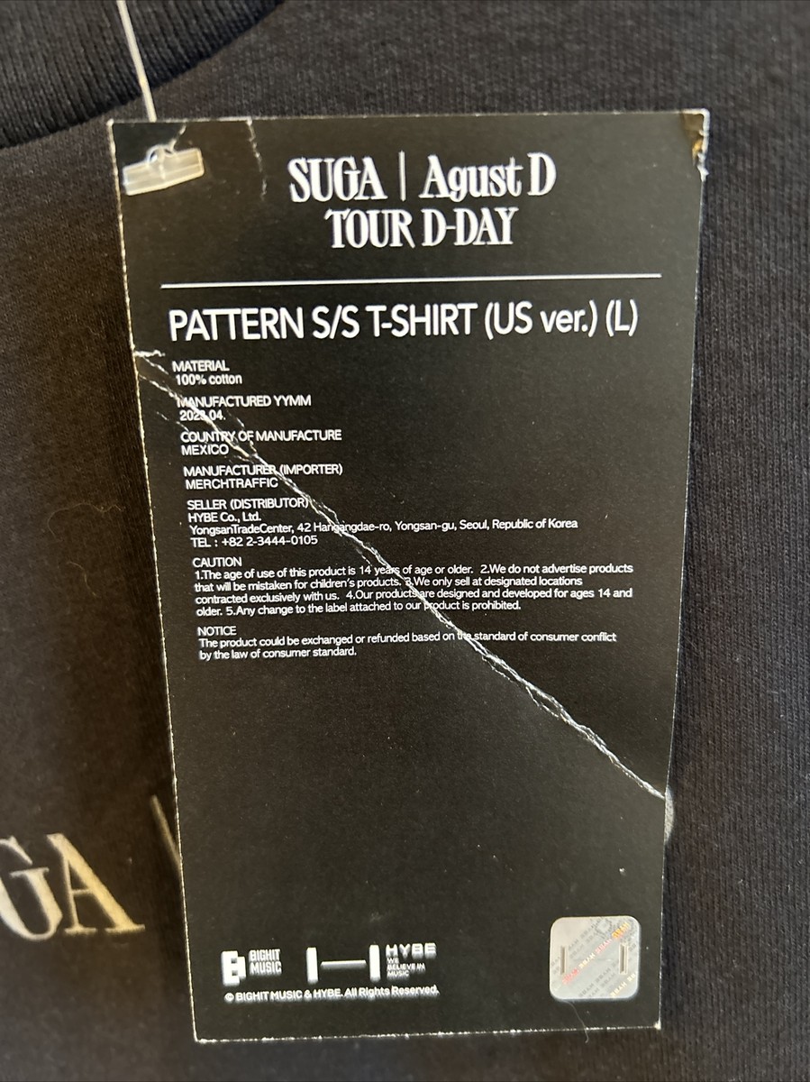 NEW Suga Agust D D-Day Tour Only Black T-Shirt Lotus Flower NEW Suga Agust D D-Day Tour Only Black T-Shirt Lotus Flower