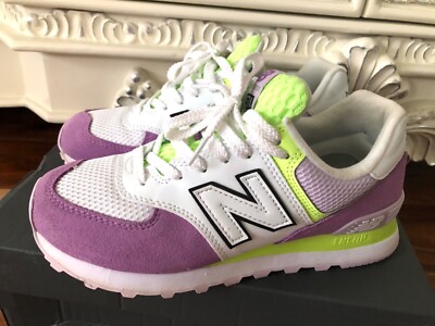 New Balance Athletic Shoes Sneakers 574 Lime white purple US 7.5