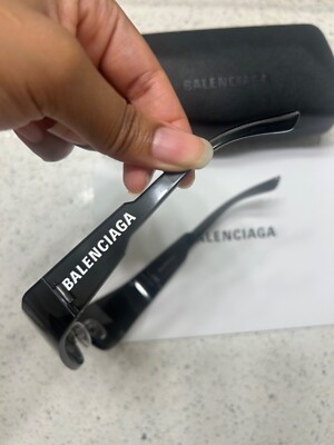 BALENCIAGA MONO RECTANGLE SUNGLASSES BLACK NYLON UNISEX NEW