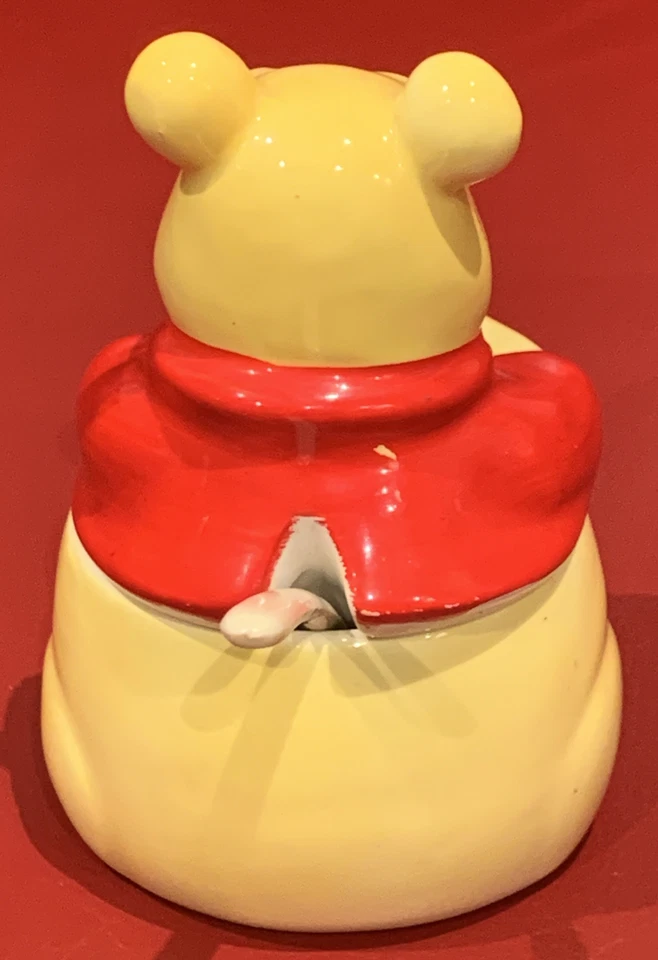 Olla de azúcar de miel vintage de Walt Disney Winnie the Pooh de los años 50 con cuchara 4 3/4" A1 Foto 4 de 4