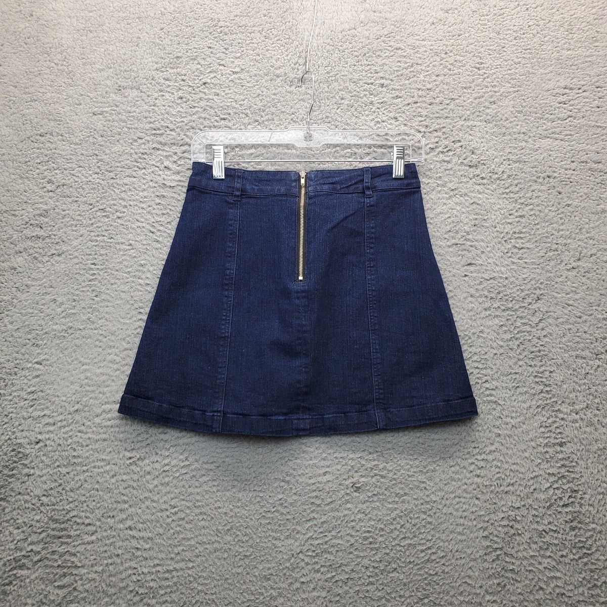 Signature Eight Mini Skirt Womens Medium Blue Denim Lace Up