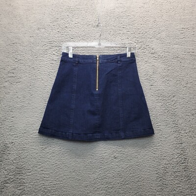 Signature Eight Mini Skirt Womens Medium Blue Denim Lace Up