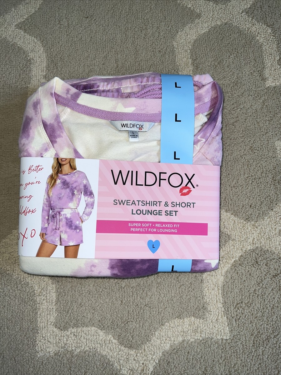 Wildfox Sweatshirt & Short Lounge Set Tie Dye Stars Print  display picture 2