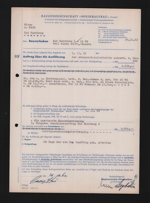 Brunswick, Letter 1962, Building Cooperative Reconstruction GmbH 
