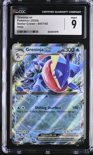 POKEMON Greninja ex 041/142 Sv07: Stellar Crown Holo - CGC 9