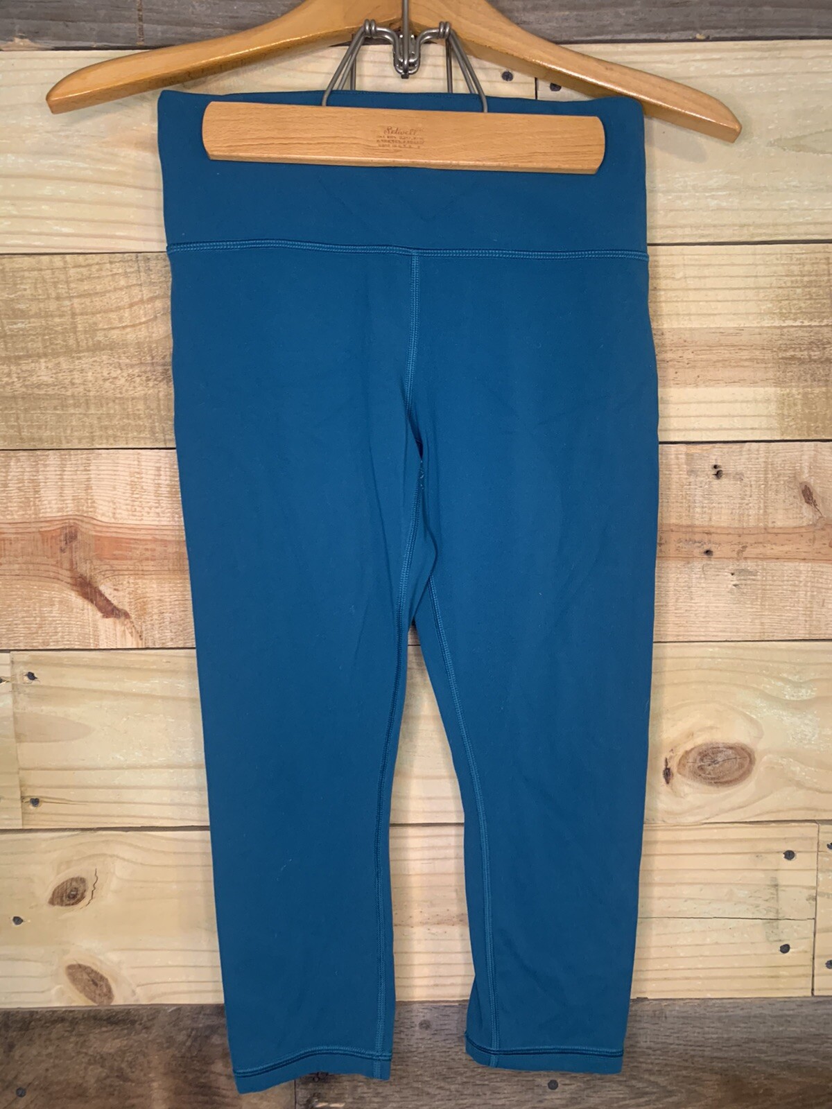 Athleta High Waist Crop Leggings Women's Size SP Teal Excellent Condition