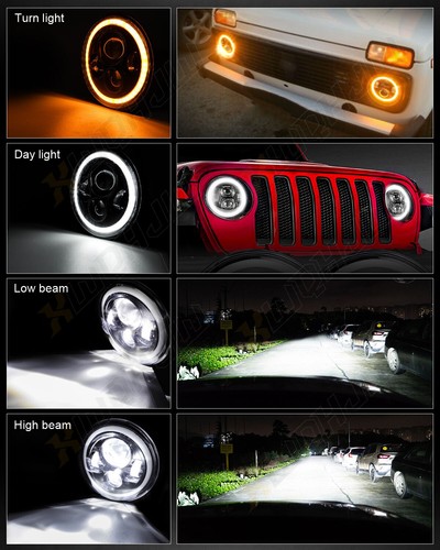 Par de faros LED redondos de haz alto/bajo de 7 pulgadas cromados para Ford Bronco 1966-1978 - Imagen 10 de 10