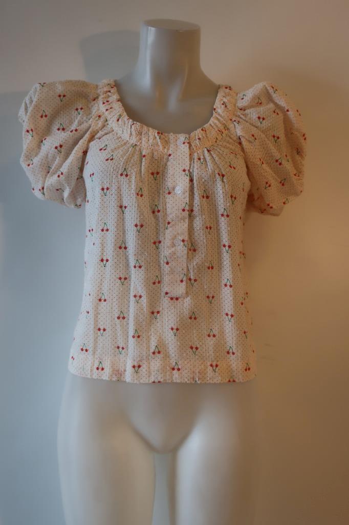 Womens The Shirt by Rochelle Behrens Cream Red Polka Dot Cherry