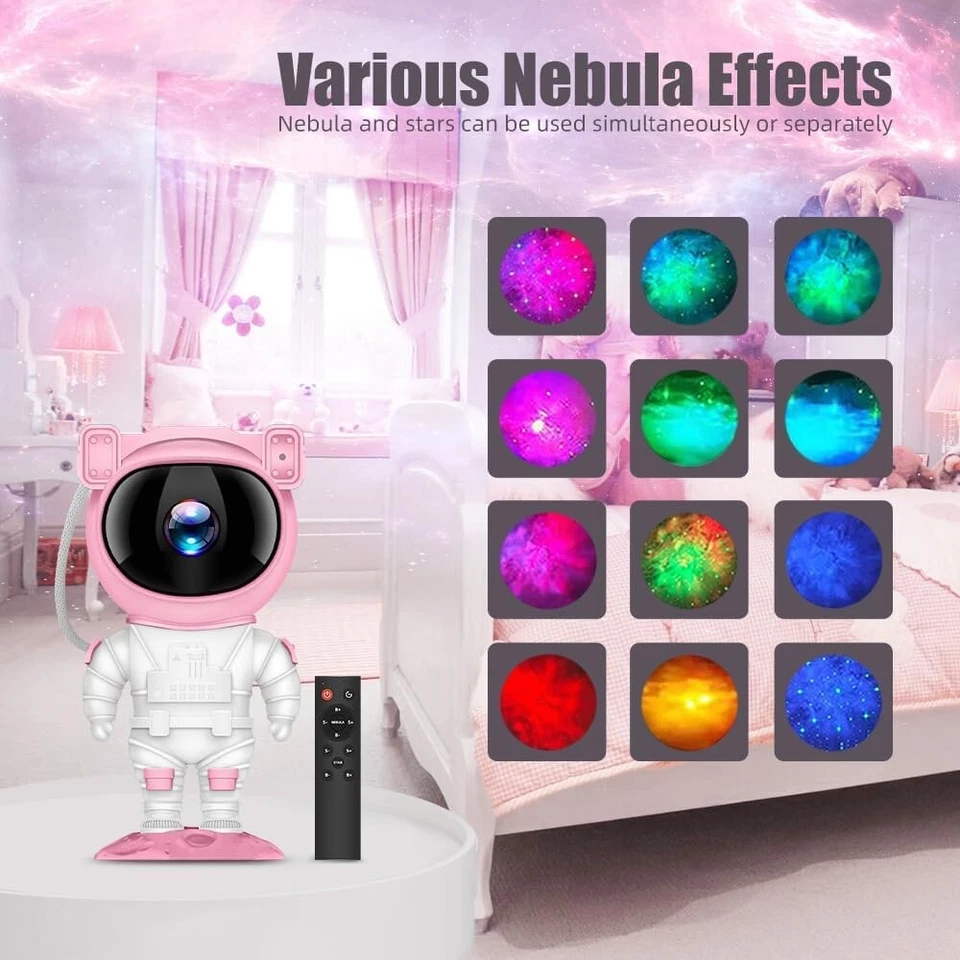 Astronaut Galaxy Projector Night Light with Color Changing/Remote Control (Pink) - Image 3 of 4