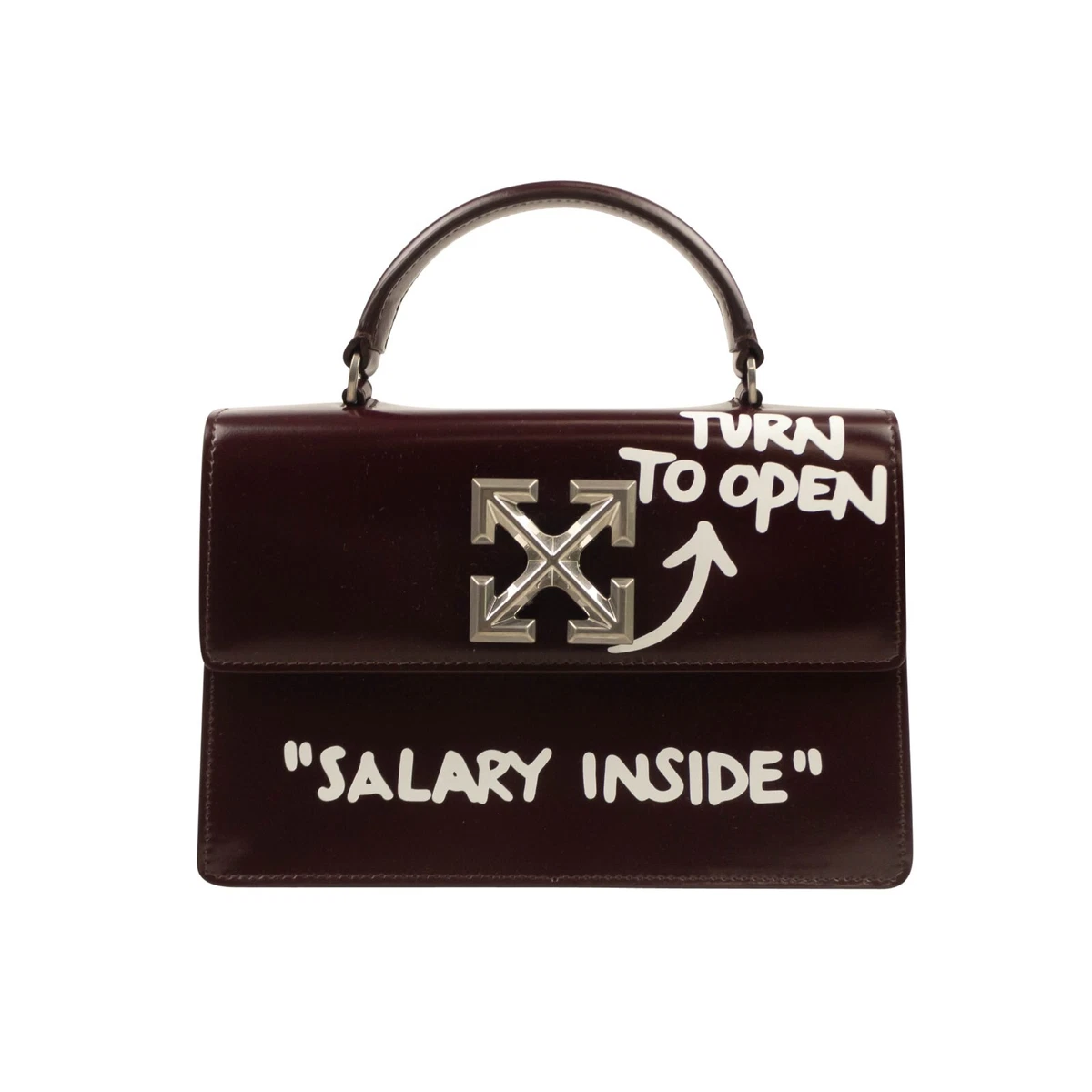 NIB OFF-WHITE C/O VIRGIL ABLOH Burgundy Quote Jitney 1.4 Bag Size