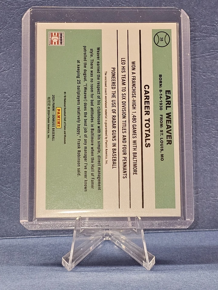 2024 Panini Donruss #38 Earl Weaver Relic Memorabilia Card Baltimore Orioles 🔥 - Image 2 of 3