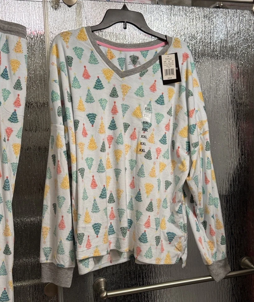 Conjunto de pijama Cuddl Duds Top 29” P2P 28” Largo Parte inferior 49x28 Damas XXL Original $35 Foto 2 de 4