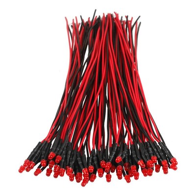 50pcs 12 Volt 3mm Red Blinking LED Lights Emitting Diodes (1.5Hz Single Color Fl