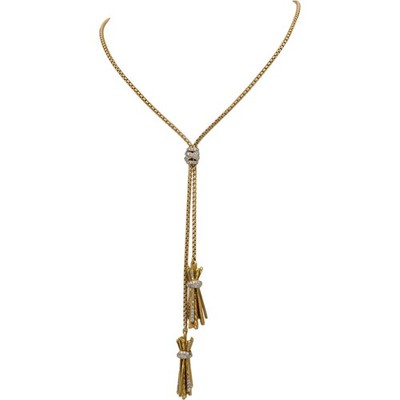 DAVID YURMAN 18k Gold Diamond Angelika Tassel Bolo Necklace 0.79CT 9500 Retail