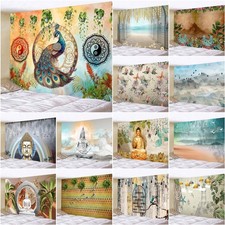 3D Large Buddhist Scenic Birds Wall Hanging Tapestry Bedspread Bedroom Wall Art