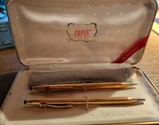 Cross 1/20 14KT Gold Filled Ball Pen and Pencil Set in Case Made in USA