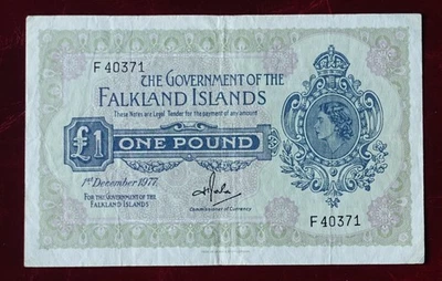 1977 Falkland Islands | £1 pound | Elizabeth II | F40371 | P-8c |Fine| Banknote - Image 1 of 2