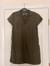 Tommy Bahama 100% Linen Dress Collared Short Sleeve Olive Green Women Sz L