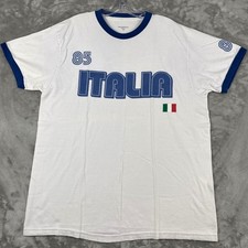 Prospirit Italia 85 Ringer T-Shirt Mens Medium White Blue Italy Soccer Graphic
