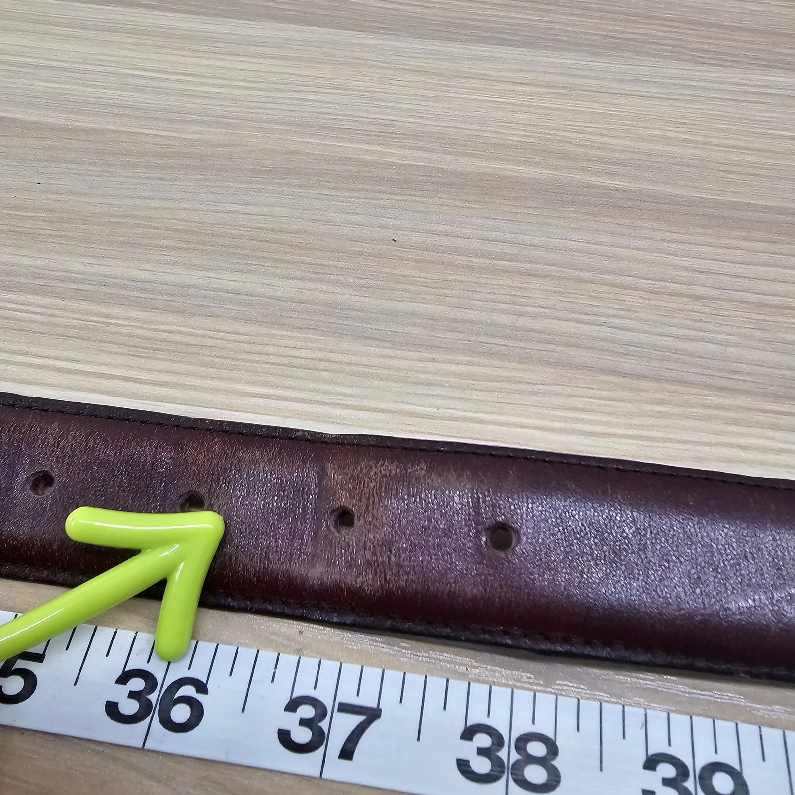 Cintura Coach Vintage 36 90 M Borgogna Pelle Magra Ottone Massiccio Fibbia Abito USA