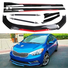 Front Bumper Lip Splitter Spoiler Gloss Black Red For Kia Forte Forte5 Body Kit