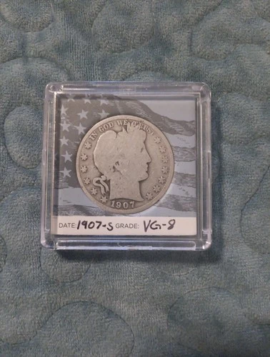 1907-D 50c Barber Half Dollar U.S. Coin, 90% Silver, Circulated