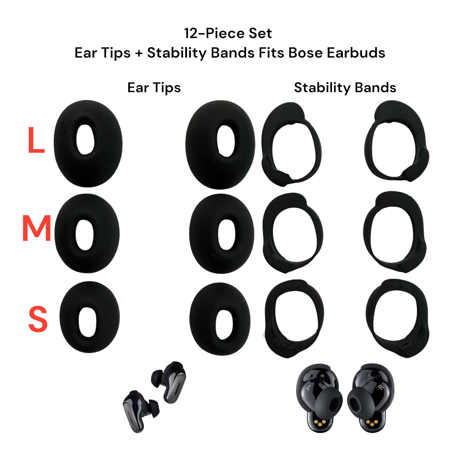 Bose QuietComfort Ultra & Ultra II Ear Tips + Stability Band