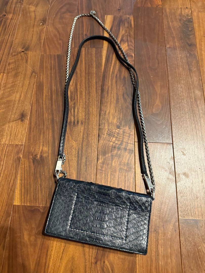 Rick Owens Black Python Leather Shoulder Wallet b… - image 2