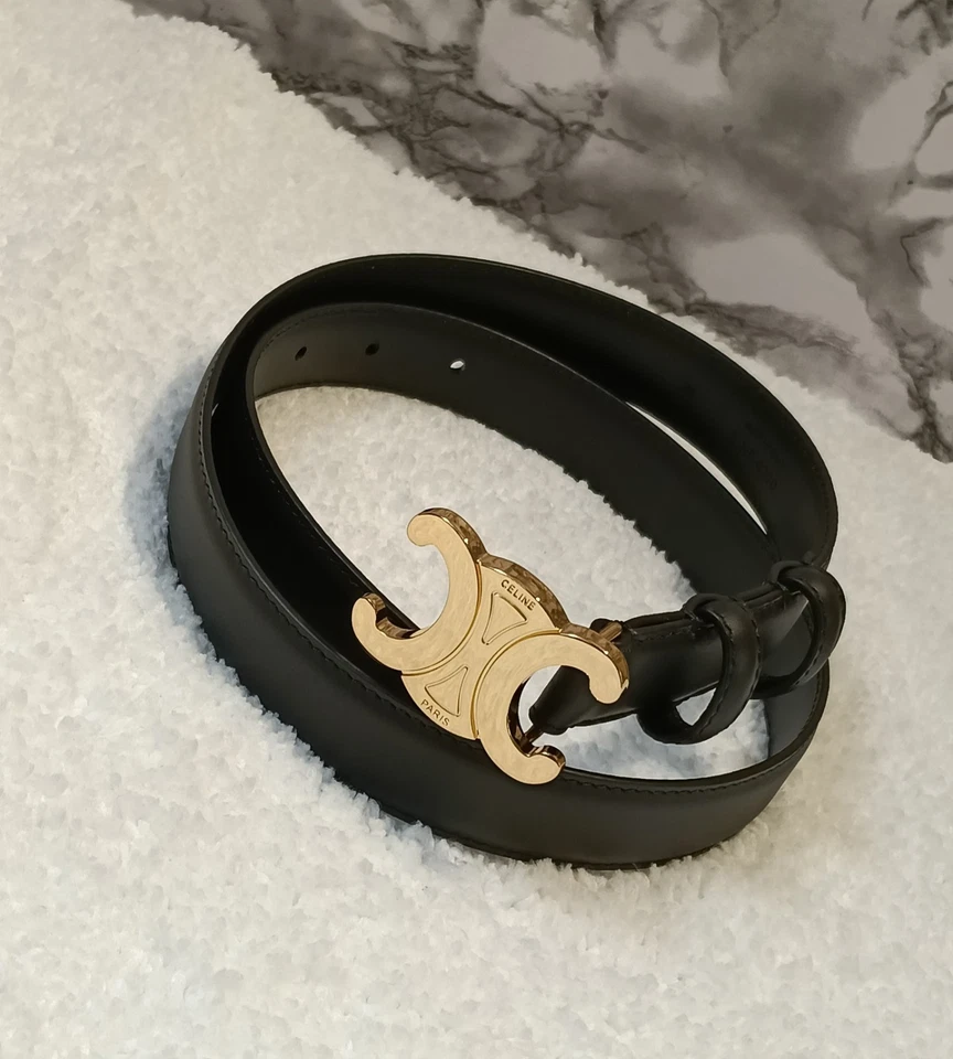 Celine Women's Belt Classic Logo Black Calfskin Leather Belt 2.5cm - Image 2 of 4