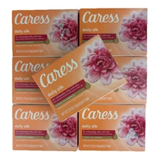 Caress Daily Silk Bar Soap Floral Oil  Essence Original Formula 7 Bars 3.75oz Ea