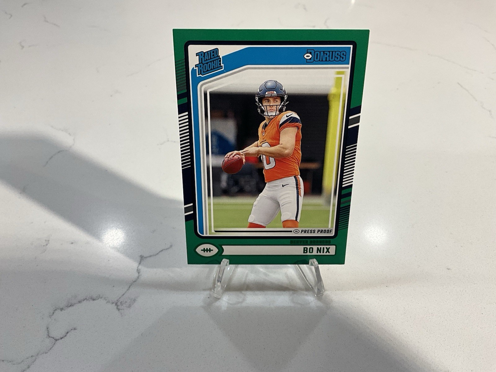 2024 Panini Donruss - Rated Rookie Bo Nix #369 Press Proof Green (RC)
