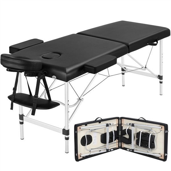 Adjustable Massage Bed Folding Couch Physical Therapy Spa Table w/Headrest Black