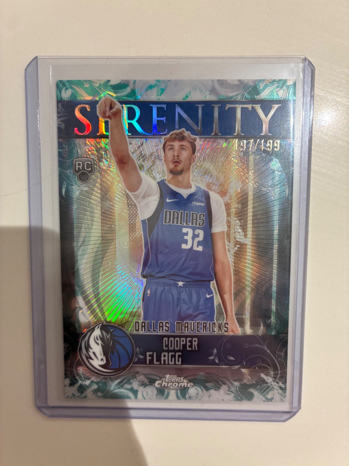 2025-26 Topps Chrome Cooper Flagg Serenity Rookie Aqua Refractor #197/199 #SY-11