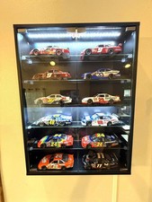 Car Display Case 1/24 Diecast Model LED Light Minifigures NASCAR Wall Cabinet