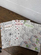 Lot Of 3 New Color Art Adult Coloring Books Kaleidoscope, Floral,Natural Wonders