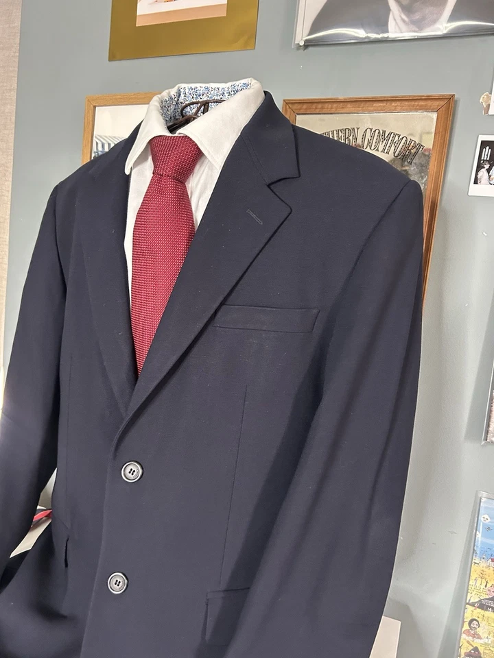 Vintage Gianni Versace Couture Navy Blazer Single Brest Lined Wool Italian 42” - Image 2 of 4