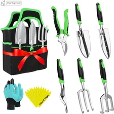 8 PCS Gardening Tools Set with Bag Hand Tools with Plastic Handles & Plant Tags