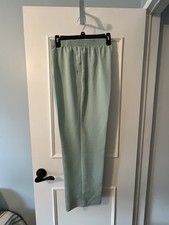 ALFRED DUNNER Womens Mint Green Elastic Waist 2 Pocket Pull On Pants Size 10 EUC