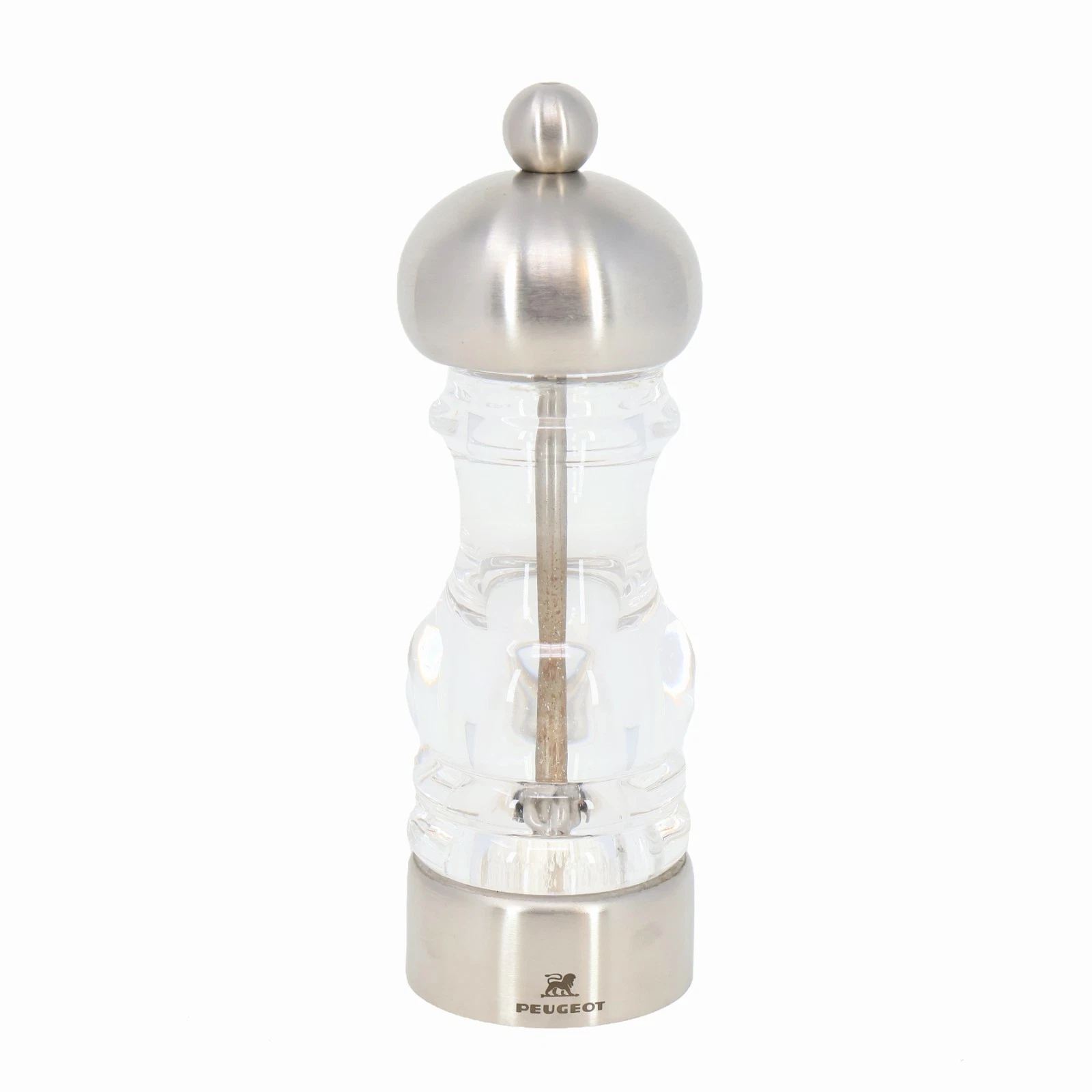 Peugeot France Salt Mill Grinder 7” - Clear Acrylic Brushed Stainless Steel