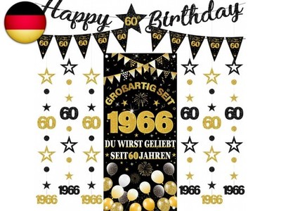 Deko 60 Geburtstag Mann Frau - 9 Pcs Black Gold Großartig Seit 1966